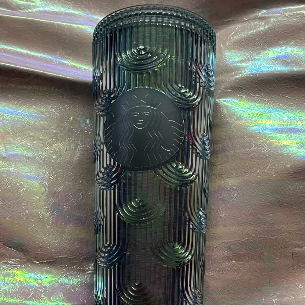 Starbucks Iridescent Black Tumbler with Embossed Logo
